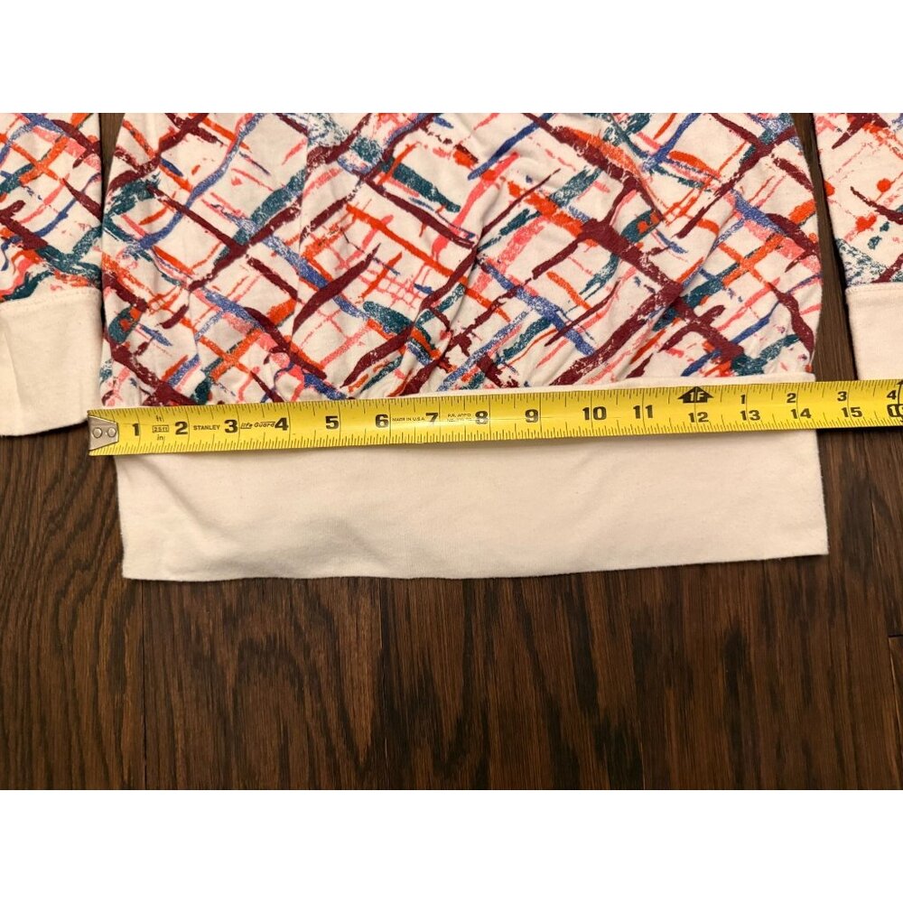 Y2K 2000's Mudd Colorful Splatter Print Long-Sleeve Abstract Pattern Medium Top - Picture 6 of 11